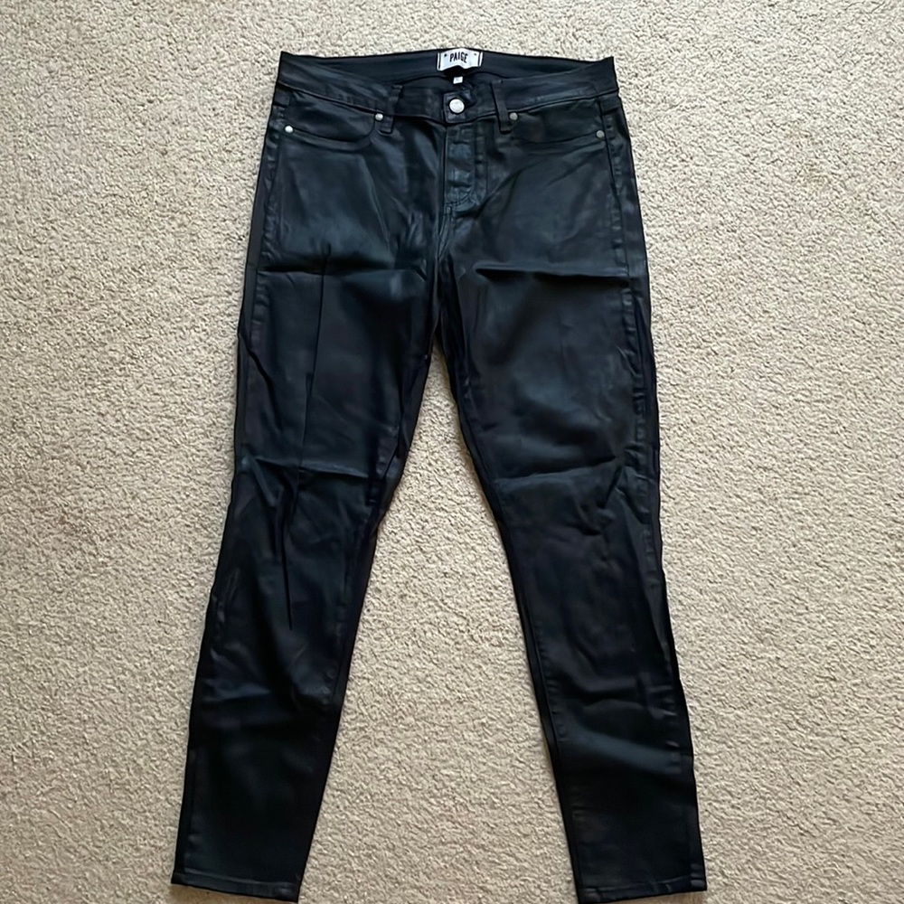 Paige denim wax coated black jeans